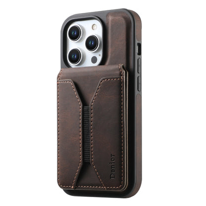 For iPhone 13 Pro Denior D17 Skin Feel MagSafe Detachable Card Slot Phone Case(Brown) - iPhone 13 Pro Cases by Denior | Online Shopping UK | buy2fix