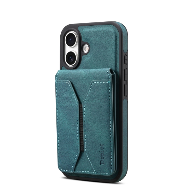 For iPhone 16 Denior D17 Skin Feel MagSafe Detachable Card Slot Phone Case(Blue) - iPhone 16 Cases by Denior | Online Shopping UK | buy2fix