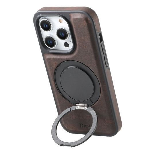 For iPhone 12 Pro Max Denior A14 Skin Feel Rotating Holder MagSafe Phone Case(Brown) - iPhone 12 Pro Max Cases by Denior | Online Shopping UK | buy2fix