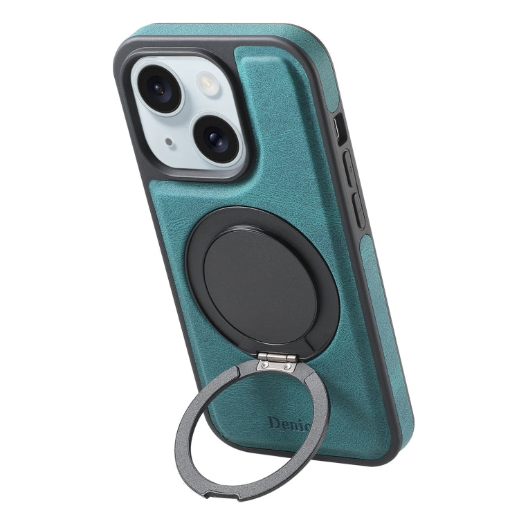 For iPhone 15 Plus / 14 Plus Denior A14 Skin Feel Rotating Holder MagSafe Phone Case(Blue) - iPhone 15 Plus Cases by Denior | Online Shopping UK | buy2fix