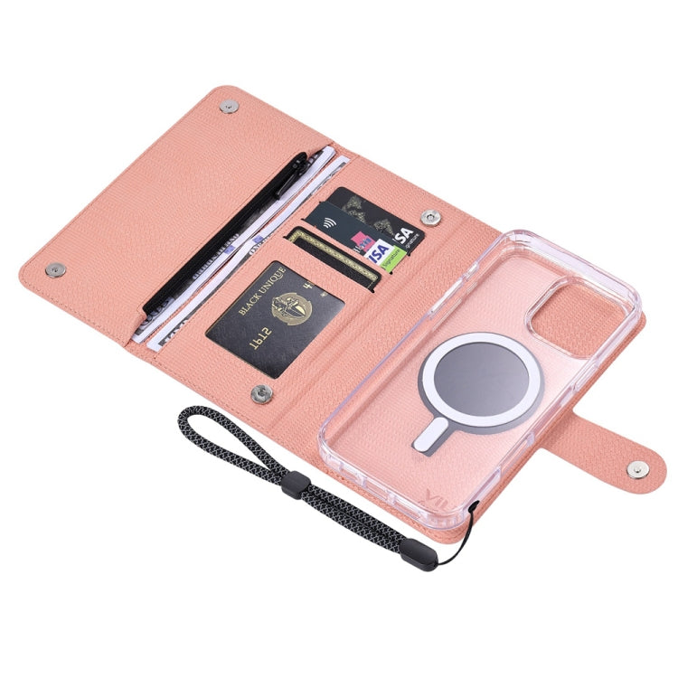 For Samsung Galaxy S24 Ultra 5G ViLi GHB-C Series RFID MagSafe Magnetic Flip Leather Phone Case(Pink) - Galaxy S24 Ultra 5G Cases by ViLi | Online Shopping UK | buy2fix