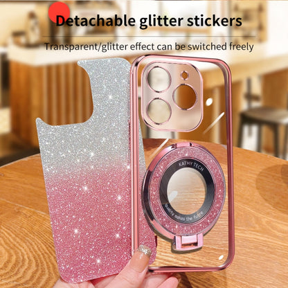 For Tecno Spark Go 2024 Plated Gradient Glitter Round Holder TPU Phone Case(Silver) - Tecno Cases by buy2fix | Online Shopping UK | buy2fix