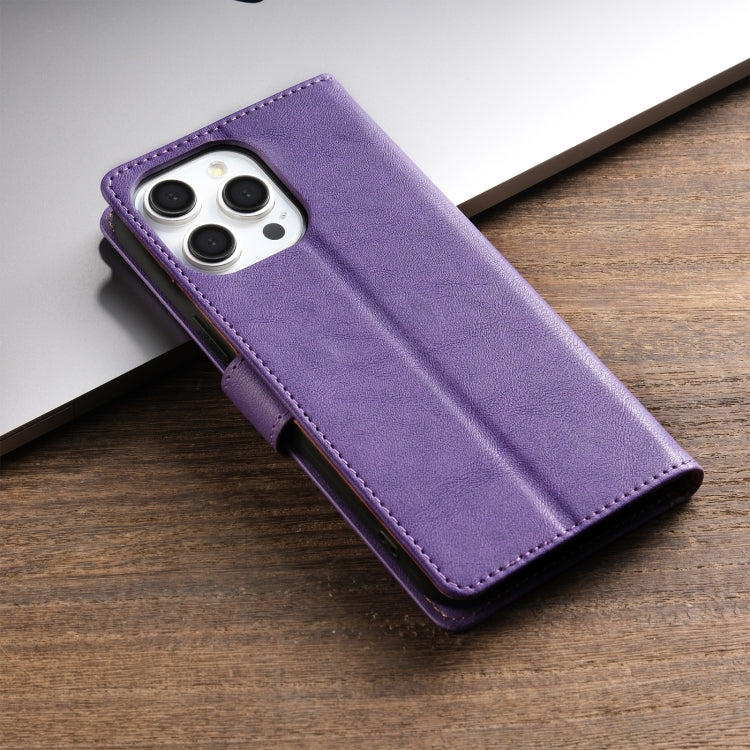 For iPhone 15 Pro Max N.BEKUS CSJ-P1 Solid Color Leather Phone Case(Purple) - iPhone 15 Pro Max Cases by N.BEKUS | Online Shopping UK | buy2fix