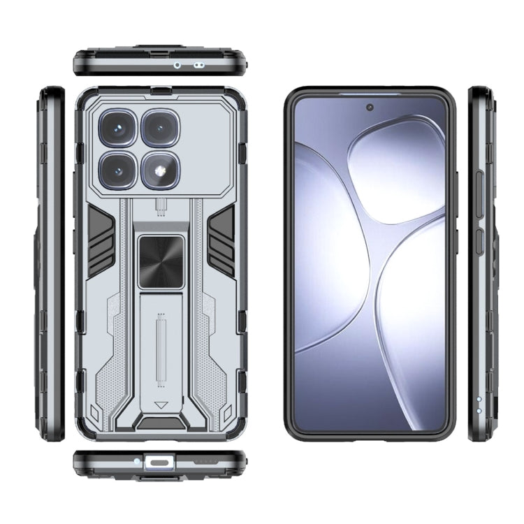 For Redmi K70 Ultra 5G Global Supersonic PC + TPU Holder Phone Case(Grey) - Xiaomi Cases by buy2fix | Online Shopping UK | buy2fix