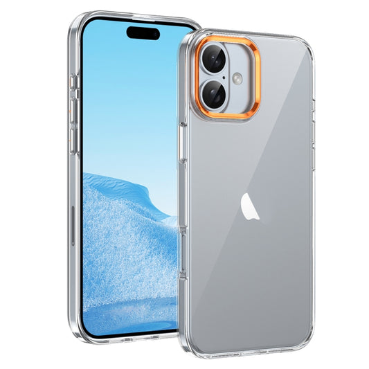 For iPhone 16 Plus Ice Feel HD Transparent PC Full Coverage Phone Case(Orange) - iPhone 16 Plus Cases by buy2fix | Online Shopping UK | buy2fix