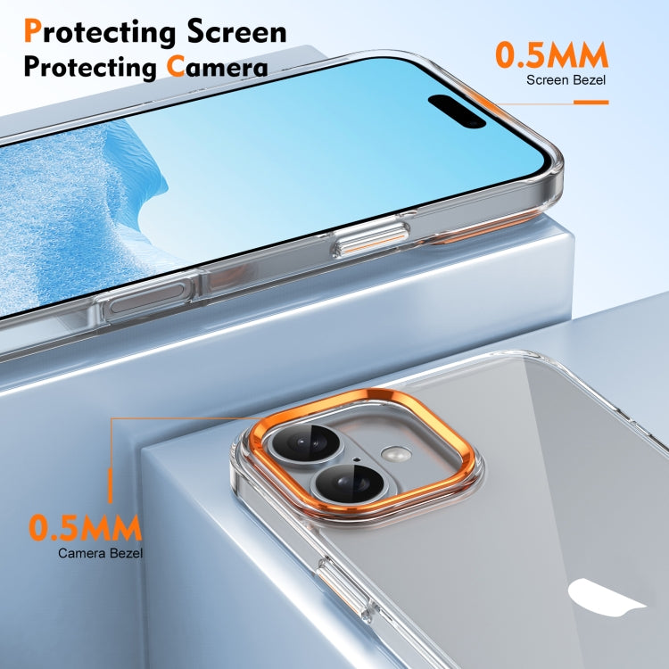 For iPhone 16 Plus Ice Feel HD Transparent PC Full Coverage Phone Case(Orange) - iPhone 16 Plus Cases by buy2fix | Online Shopping UK | buy2fix