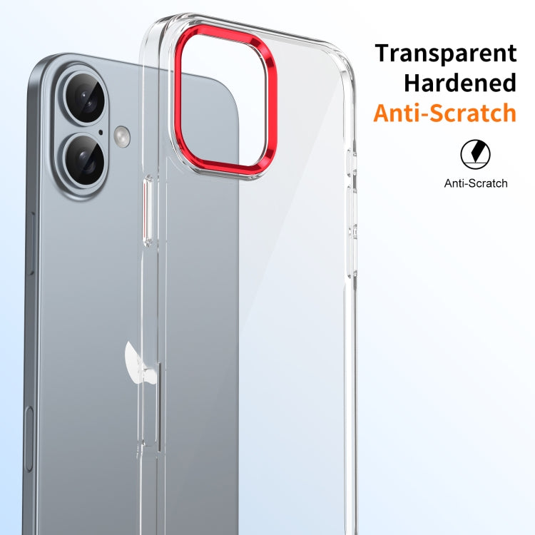 For iPhone 16 Plus Ice Feel HD Transparent PC Full Coverage Phone Case(Red) - iPhone 16 Plus Cases by buy2fix | Online Shopping UK | buy2fix