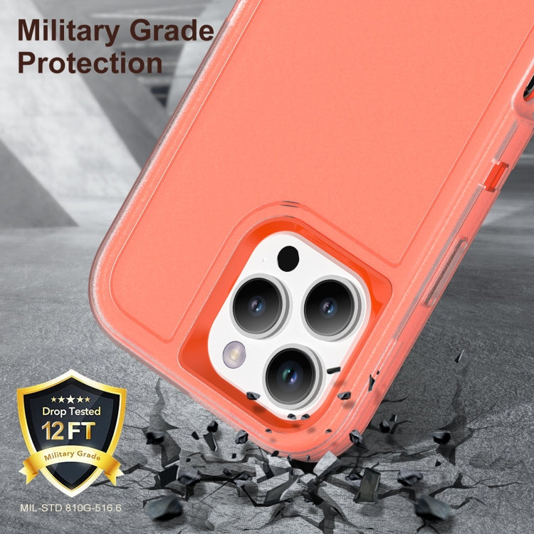 For iPhone 16 Pro Rugged PC + Silicone Phone Case with Holder(Transparent+Orange) - iPhone 16 Pro Cases by buy2fix | Online Shopping UK | buy2fix