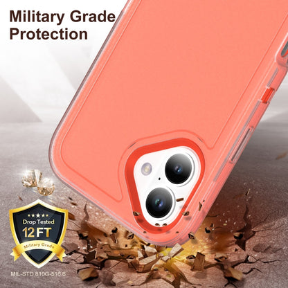 For iPhone 16 Plus Rugged PC + Silicone Phone Case with Holder(Transparent+Orange) - iPhone 16 Plus Cases by buy2fix | Online Shopping UK | buy2fix