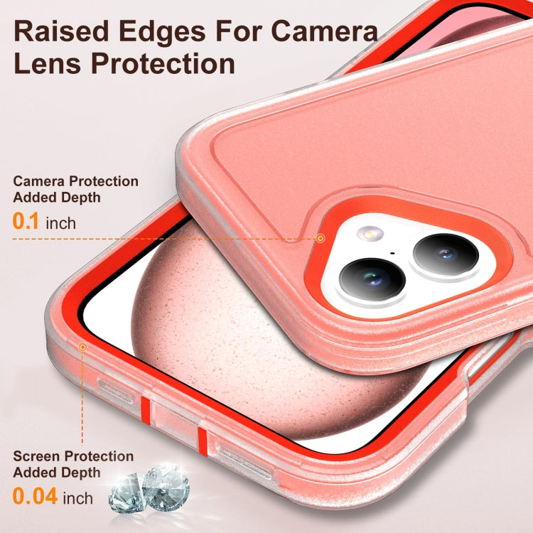 For iPhone 16 Rugged PC + Silicone Phone Case with Holder(Transparent+Orange) - iPhone 16 Cases by buy2fix | Online Shopping UK | buy2fix