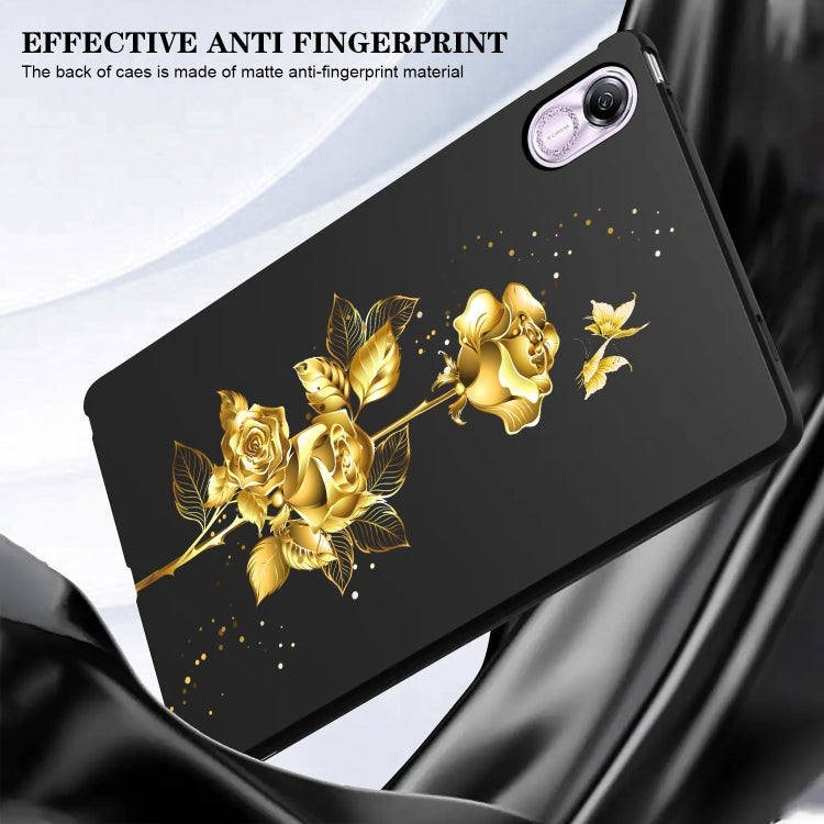 For Huawei MatePad SE 11 2024 Color Painting Pattern Smart Tablet TPU Case(Golden Rose) - Huawei by buy2fix | Online Shopping UK | buy2fix