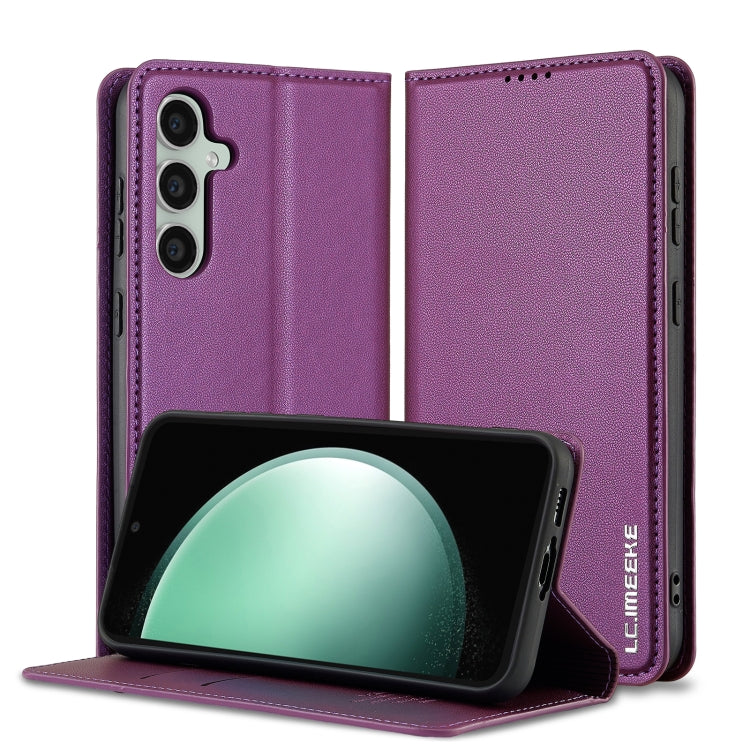 For Samsung Galaxy S23+ 5G LC.IMEEKE L1 Series Frosted Fine Texture PU Phone Case(Purple) - Galaxy S23+ 5G Cases by LC.IMEEKE | Online Shopping UK | buy2fix