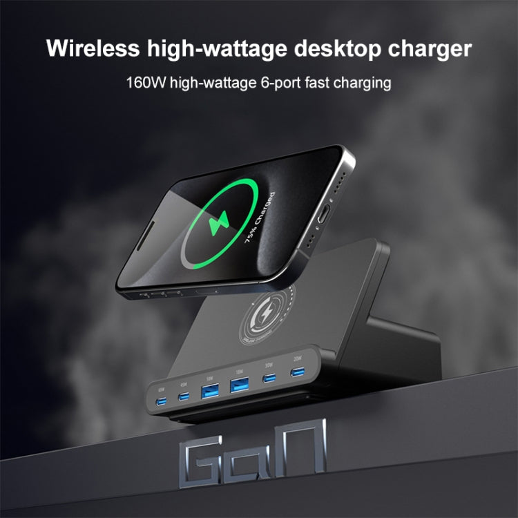 160W 4 x Type-C + 2 x USB Multi Ports Charger Support QI Wireless Charging(Black) - Multifunction Charger by buy2fix | Online Shopping UK | buy2fix