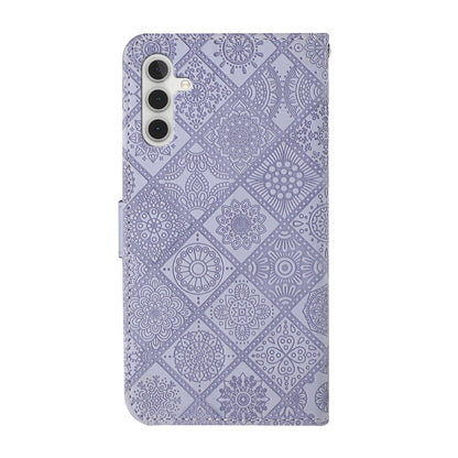 For Samsung Galaxy S25 5G Ethnic Style Embossed Pattern Leather Phone Case(Purple) - Galaxy S25 5G Cases by buy2fix | Online Shopping UK | buy2fix