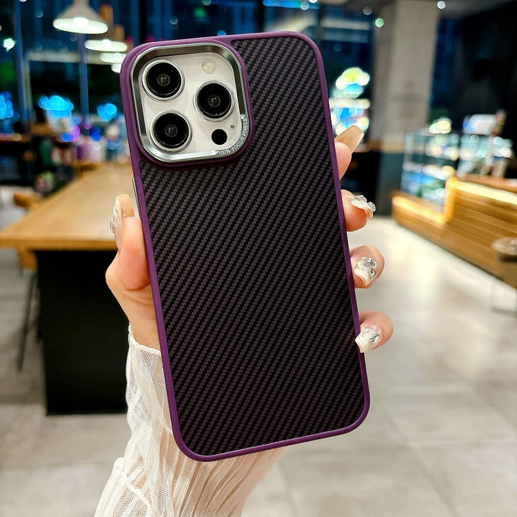 For iPhone 12 Pro Carbon Fiber Texture MagSafe Magnetic Shockproof Phone Case(Purple) - iPhone 12 / 12 Pro Cases by buy2fix | Online Shopping UK | buy2fix