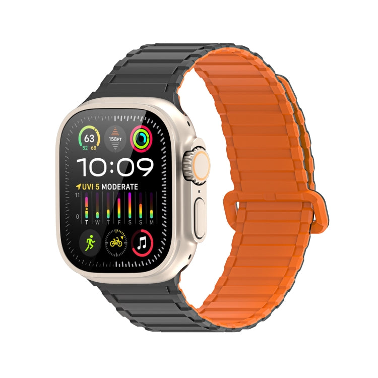 For Apple Watch Series 5 44mm DUX DUCIS KJ Series Magnetic Buckle Silicone Watch Band(Black Orange) - Watch Bands by DUX DUCIS | Online Shopping UK | buy2fix