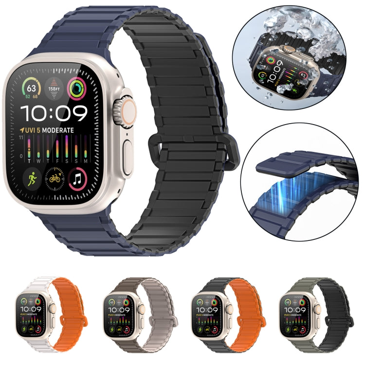 For Apple Watch Series 7 45mm DUX DUCIS KJ Series Magnetic Buckle Silicone Watch Band(Black Green) - Watch Bands by DUX DUCIS | Online Shopping UK | buy2fix