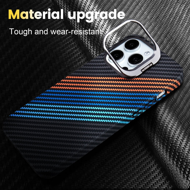 For iPhone 16 Plus Carbon Fiber Lens Holder Phone Case(Black) - iPhone 16 Plus Cases by buy2fix | Online Shopping UK | buy2fix