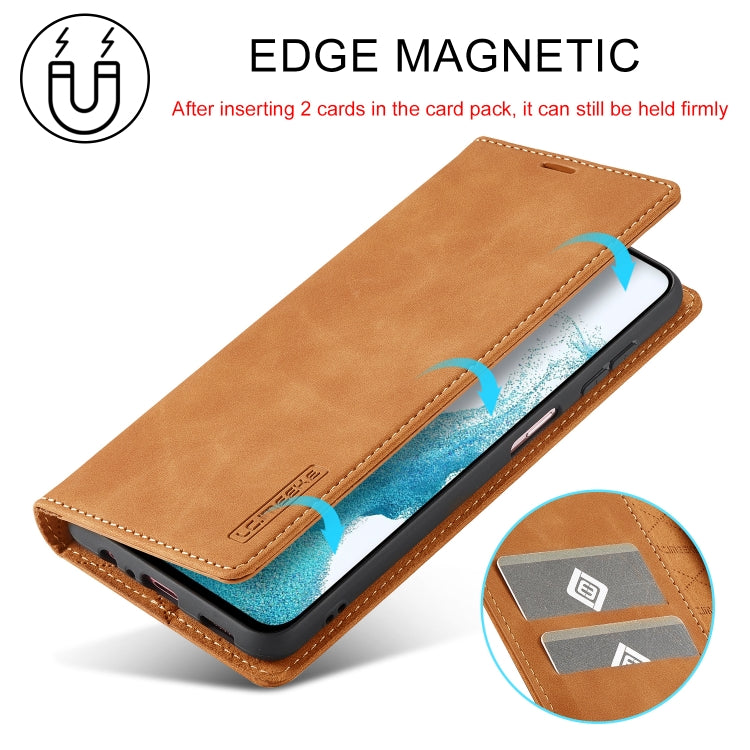 For Samsung Galaxy S24 FE 5G LC.IMEEKE Strong Magnetism Microfiber Leather Phone Case(Brown) - Galaxy S24 FE 5G Cases by LC.IMEEKE | Online Shopping UK | buy2fix