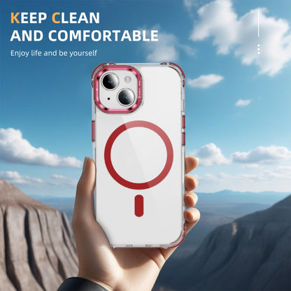 For iPhone 15 Plus Rainbow Series Transparent MagSafe Lens Holder Phone Case(Red) - iPhone 15 Plus Cases by buy2fix | Online Shopping UK | buy2fix