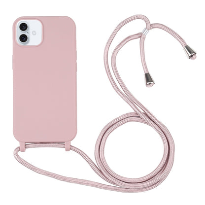 For iPhone 16 Plus Candy Colors TPU Protective Phone Case with Lanyard(Rose Gold) - iPhone 16 Plus Cases by buy2fix | Online Shopping UK | buy2fix