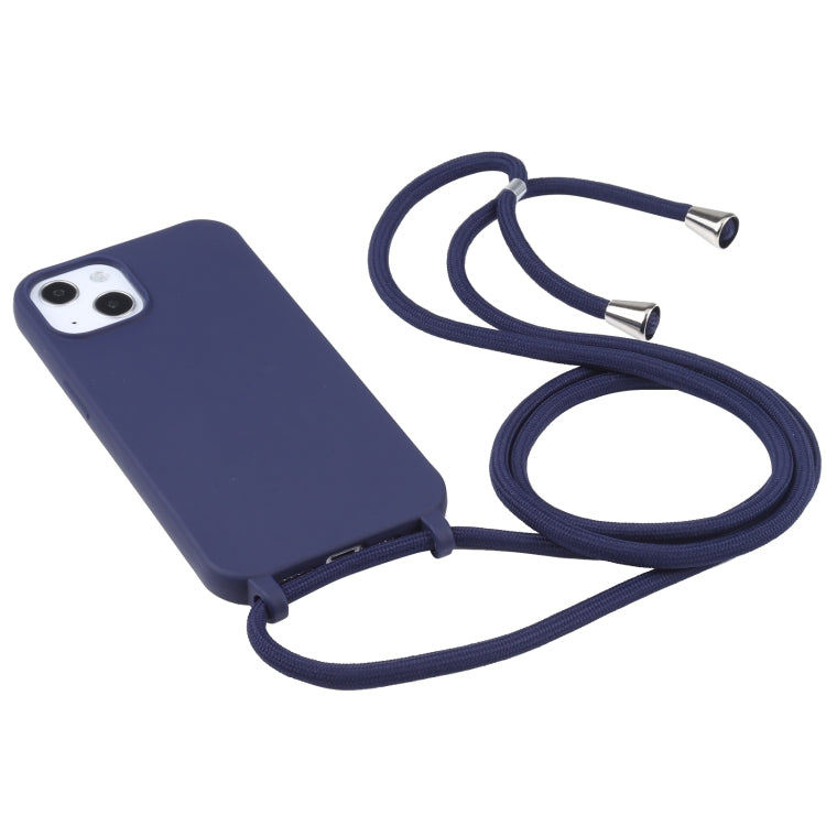 For iPhone 16 Plus Candy Colors TPU Protective Phone Case with Lanyard(Dark Blue) - iPhone 16 Plus Cases by buy2fix | Online Shopping UK | buy2fix