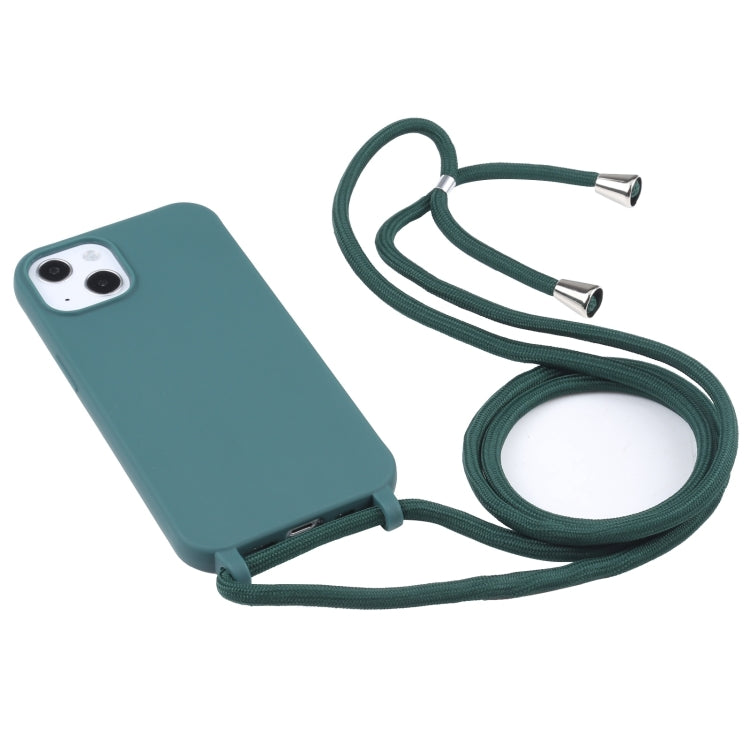 For iPhone 16 Candy Colors TPU Protective Phone Case with Lanyard(Dark Green) - iPhone 16 Cases by buy2fix | Online Shopping UK | buy2fix