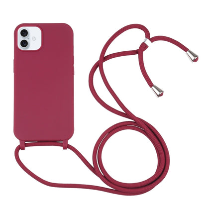 For iPhone 16 Candy Colors TPU Protective Phone Case with Lanyard(Red) - iPhone 16 Cases by buy2fix | Online Shopping UK | buy2fix