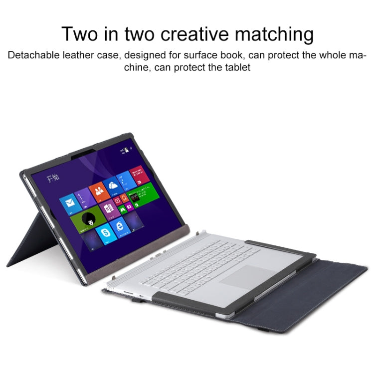 For Microsoft Surface Book 3 / 2 / 1 13.5 inch PU Leather Laptop Protective Case with Screen Stand(Black) - 13.3 inch by buy2fix | Online Shopping UK | buy2fix