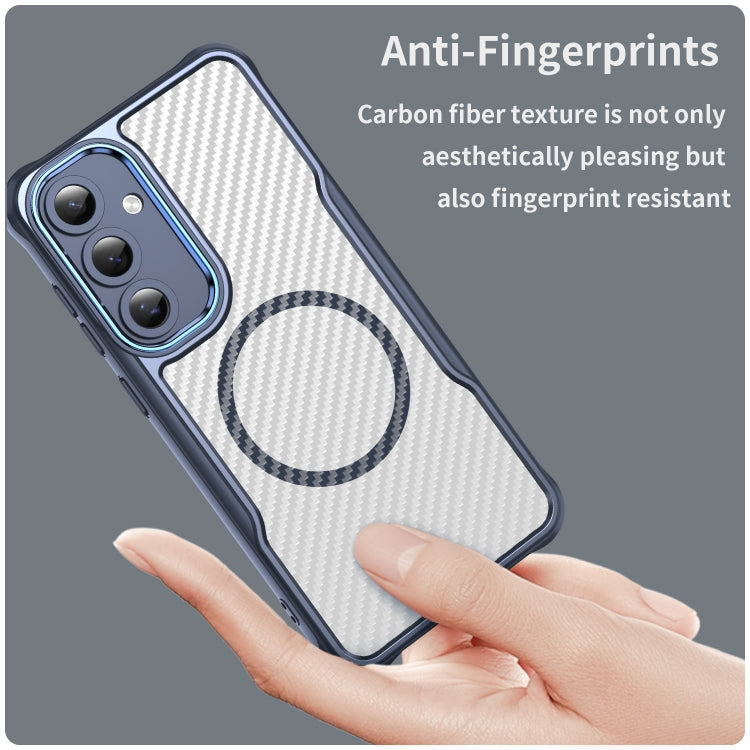 For Samsung Galaxy S24 FE 5G Carbon Fiber Texture MagSafe Translucent Phone Case(Blue) - Galaxy S24 FE 5G Cases by buy2fix | Online Shopping UK | buy2fix