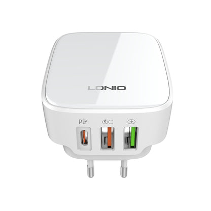 LDNIO Q334 32W Type-C + Dual USB Port Charger with 1m USB-C / Type-C Data Cable, Plug Type:EU Plug(White) - USB Charger by LDNIO | Online Shopping UK | buy2fix