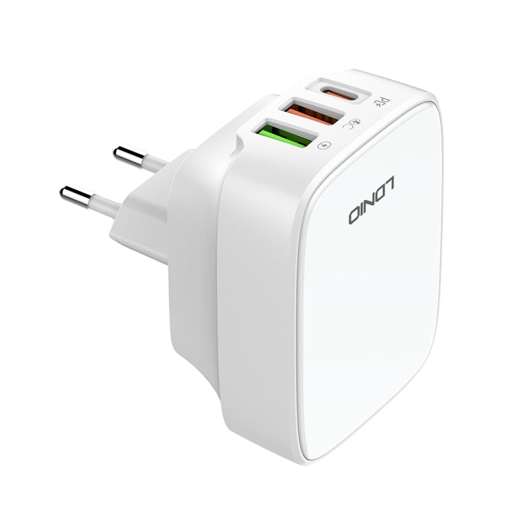 LDNIO Q334 32W Type-C + Dual USB Port Charger with 1m USB-C / Type-C Data Cable, Plug Type:EU Plug(White) - USB Charger by LDNIO | Online Shopping UK | buy2fix