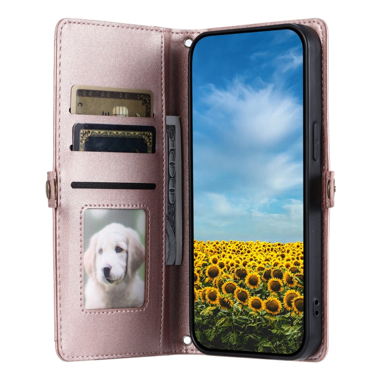 For Google Pixel 9 / 9 Pro Wallet Multi-card Slot Leather Phone Case with Lanyard(Rose Gold) - Google Cases by buy2fix | Online Shopping UK | buy2fix