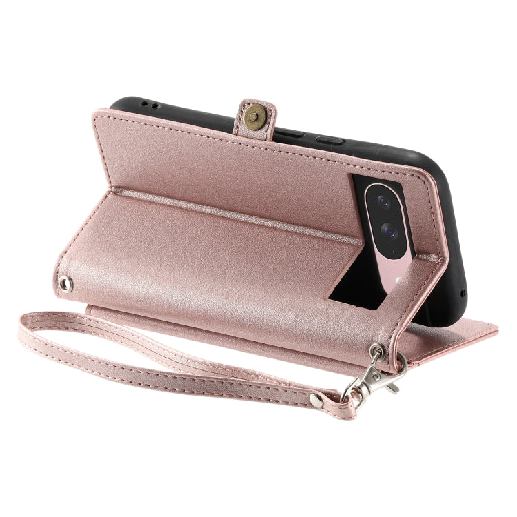 For Google Pixel 9 / 9 Pro Wallet Multi-card Slot Leather Phone Case with Lanyard(Rose Gold) - Google Cases by buy2fix | Online Shopping UK | buy2fix