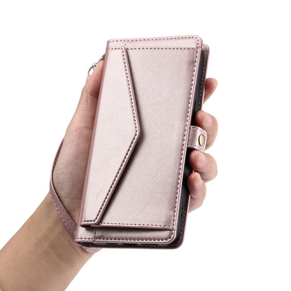 For Google Pixel 9 / 9 Pro Wallet Multi-card Slot Leather Phone Case with Lanyard(Rose Gold) - Google Cases by buy2fix | Online Shopping UK | buy2fix