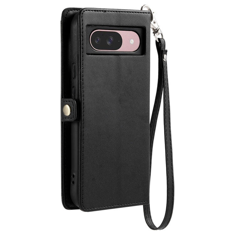 For Google Pixel 9 / 9 Pro Wallet Multi-card Slot Leather Phone Case with Lanyard(Black) - Google Cases by buy2fix | Online Shopping UK | buy2fix