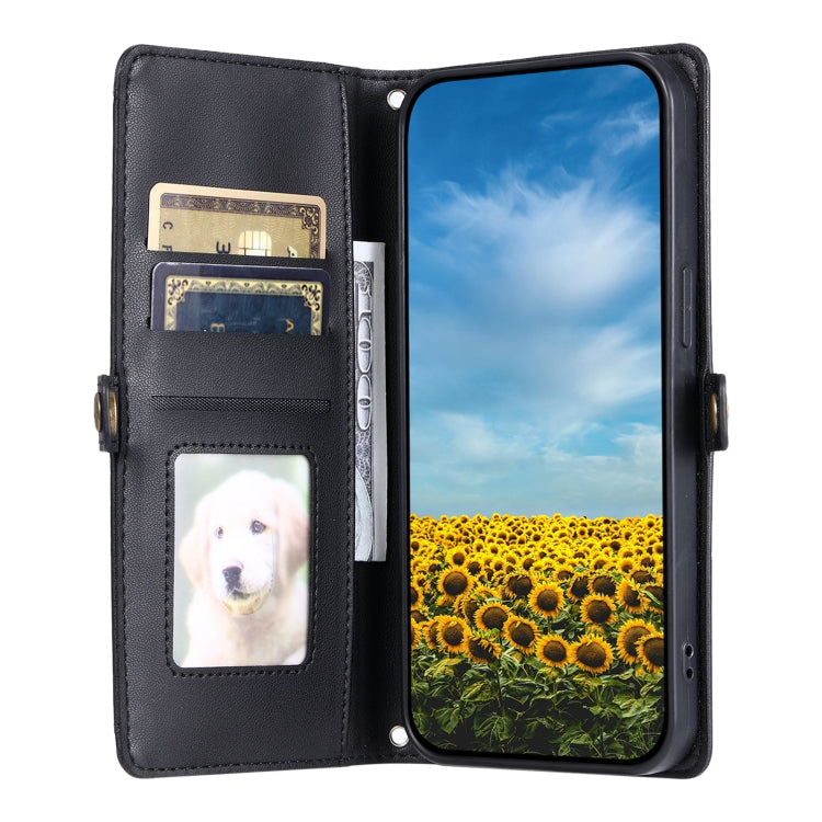 For Google Pixel 9 / 9 Pro Wallet Multi-card Slot Leather Phone Case with Lanyard(Black) - Google Cases by buy2fix | Online Shopping UK | buy2fix