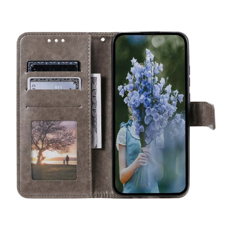 For Google Pixel 9 Pro XL Totem Flower Embossed Leather Phone Case with Lanyard(Grey) - Google Cases by buy2fix | Online Shopping UK | buy2fix