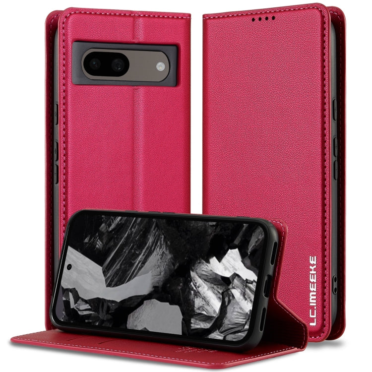 For Google Pixel 8 LC.IMEEKE L1 Series Frosted Fine Texture PU Phone Case(Red) - Google Cases by LC.IMEEKE | Online Shopping UK | buy2fix