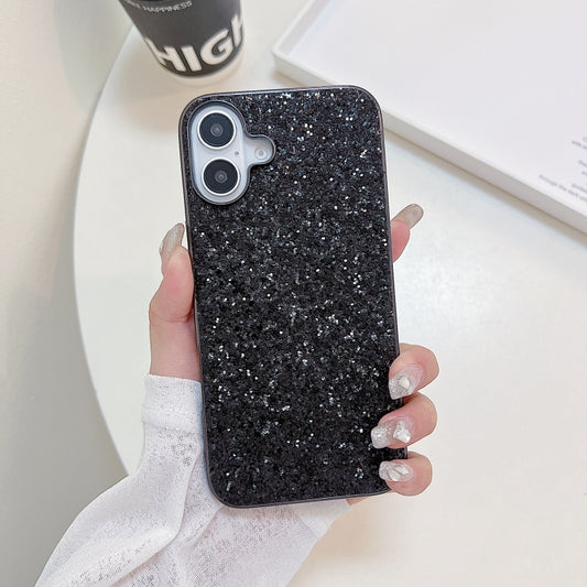 For iPhone 16 Glitter Powder Shockproof TPU Phone Case(Black) - iPhone 16 Cases by buy2fix | Online Shopping UK | buy2fix