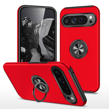 For Google Pixel 9 Pro PC Hybrid TPU Magnetic Ring Holder Phone Case(Red) - Google Cases by buy2fix | Online Shopping UK | buy2fix