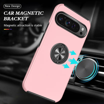 For Google Pixel 9 Pro PC Hybrid TPU Magnetic Ring Holder Phone Case(Rose Gold) - Google Cases by buy2fix | Online Shopping UK | buy2fix