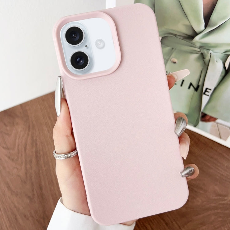 For iPhone 16 Plus Leather Texture TPU Full Coverage Phone Case(Pink) - iPhone 16 Plus Cases by buy2fix | Online Shopping UK | buy2fix