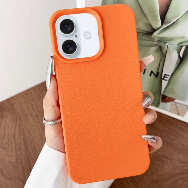 For iPhone 16 Plus Leather Texture TPU Full Coverage Phone Case(Orange) - iPhone 16 Plus Cases by buy2fix | Online Shopping UK | buy2fix