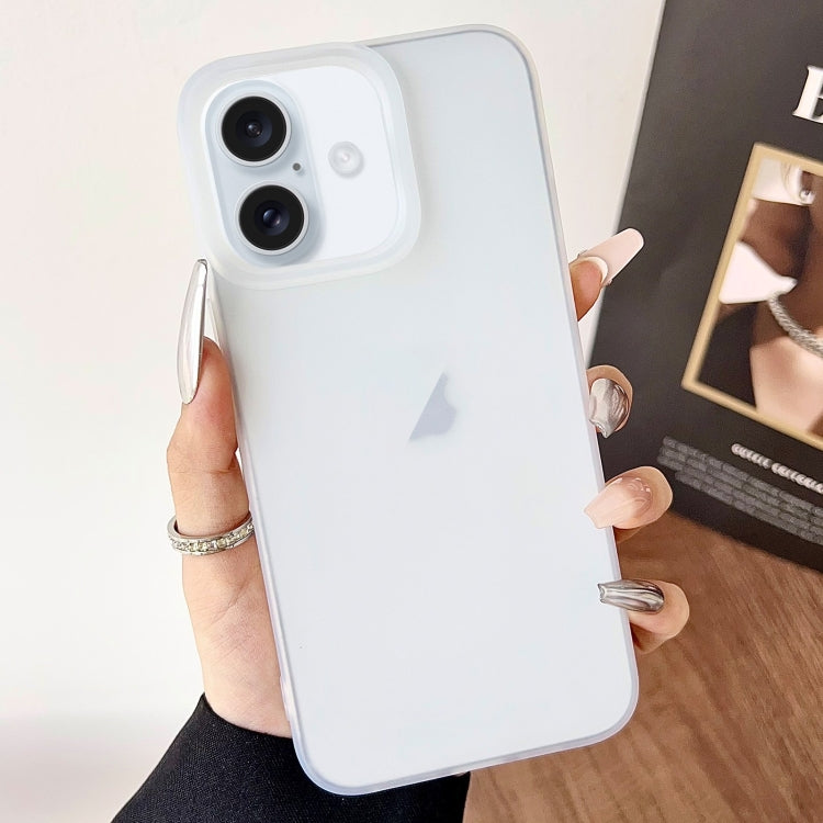 For iPhone 16 Frosted Translucent TPU Full Coverage Phone Case(White) - iPhone 16 Cases by buy2fix | Online Shopping UK | buy2fix