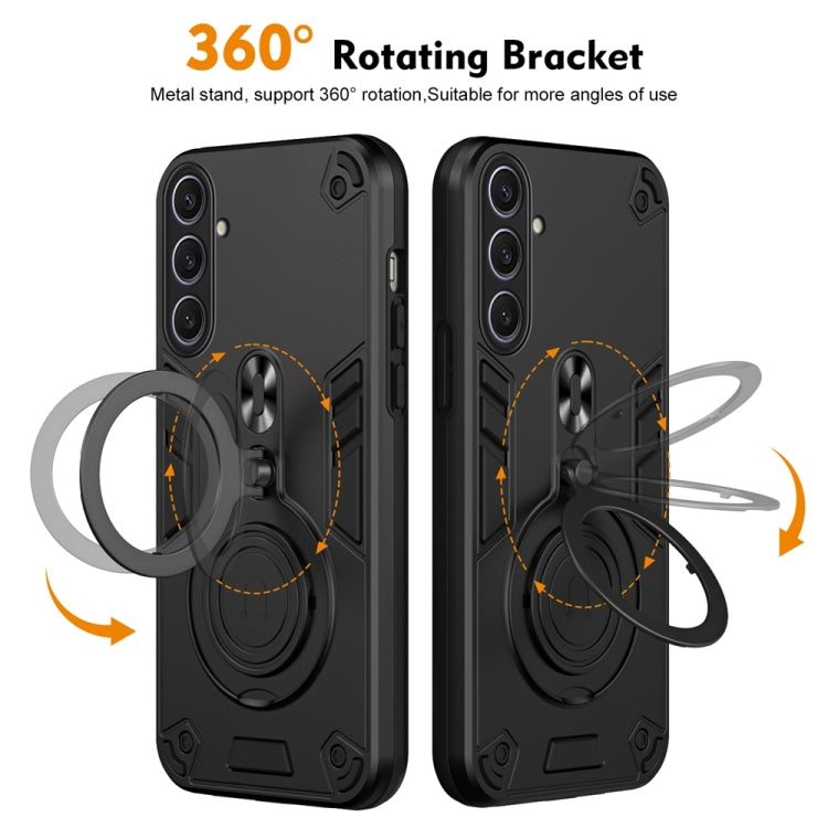 For Samsung Galaxy S25+ 5G Metal Ring 360 Degree Rotating Holder PC Hybrid TPU Phone Case(Black) - Galaxy S25+ 5G Cases by buy2fix | Online Shopping UK | buy2fix