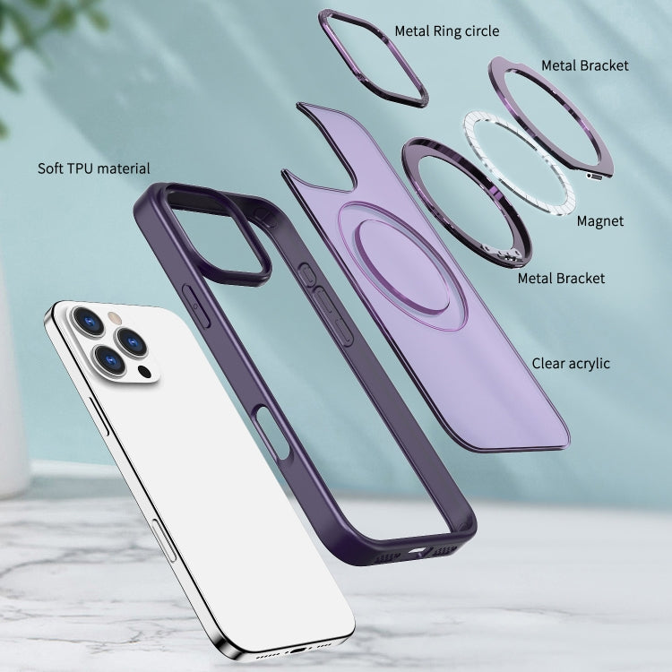 For iPhone 16 Pro Wing Series MagSafe Magnetic Ring Holder Phone Case(Dark Purple) - iPhone 16 Pro Cases by buy2fix | Online Shopping UK | buy2fix