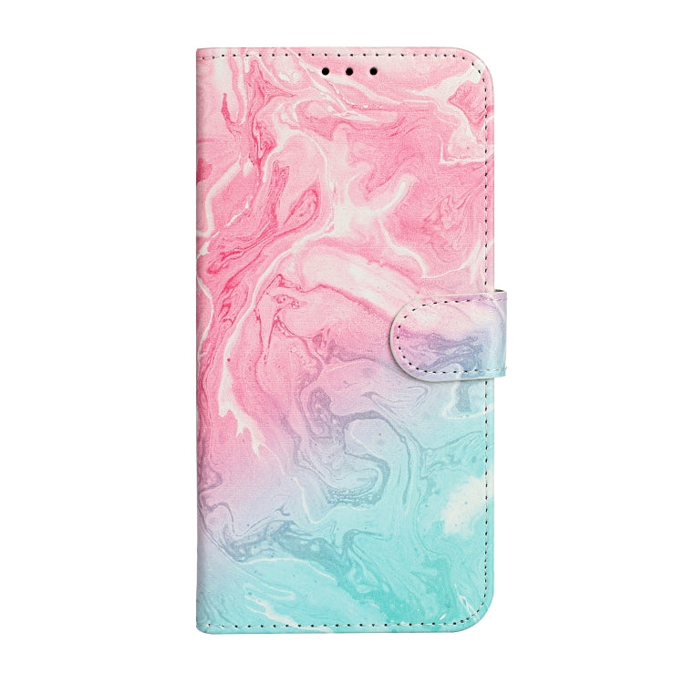 For iPhone 16 Pro Colored Drawing Marble Pattern Leather Phone Case(Pink Green Marble) - iPhone 16 Pro Cases by buy2fix | Online Shopping UK | buy2fix