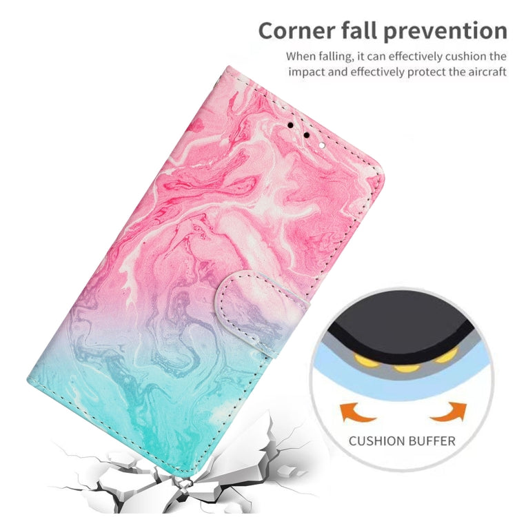 For iPhone 16 Pro Colored Drawing Marble Pattern Leather Phone Case(Pink Green Marble) - iPhone 16 Pro Cases by buy2fix | Online Shopping UK | buy2fix