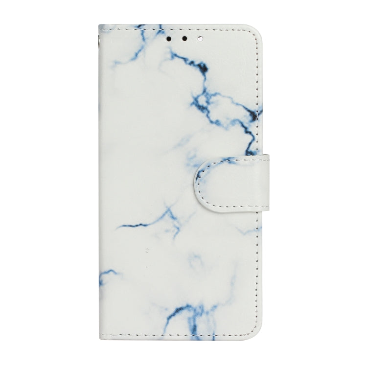 For iPhone 16 Colored Drawing Marble Pattern Leather Phone Case(White Marble) - iPhone 16 Cases by buy2fix | Online Shopping UK | buy2fix